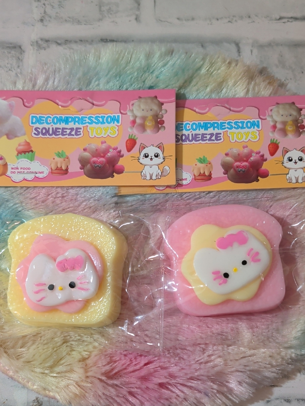 Hello Kitty Decompression Squeeze Toy - Pink & Yellow Bundle of 2